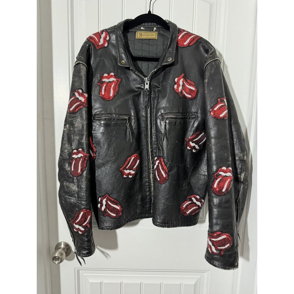 NWT 1 of a Kind MadeWorn Rolling Stones Leather Jacket